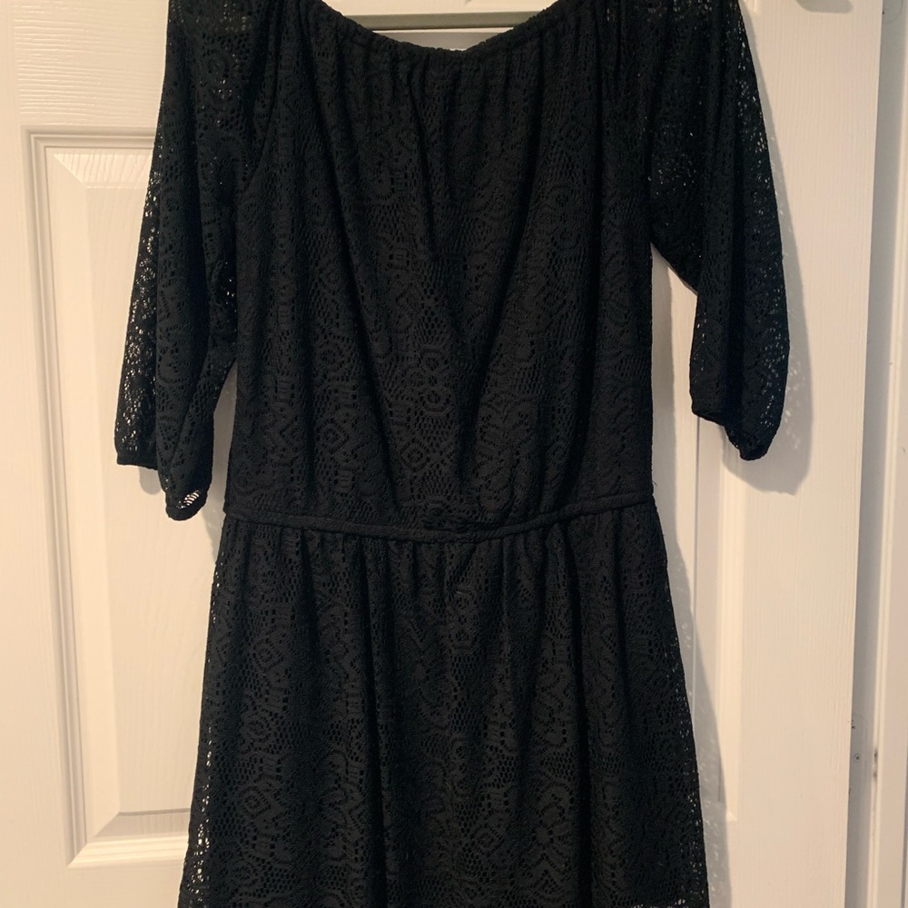 Heart Soul black 3/4 sleeve lace (overlay) dress juniors medium